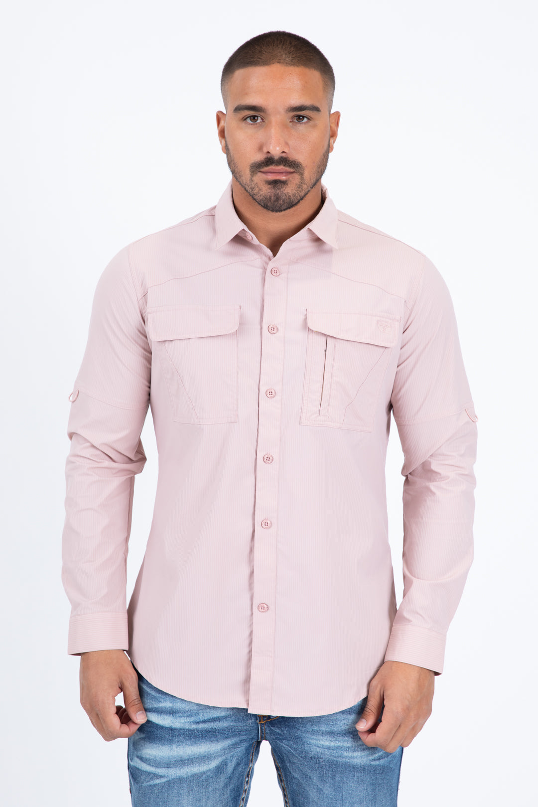 Pink Performance Fishing Long Sleeve Shirt Men