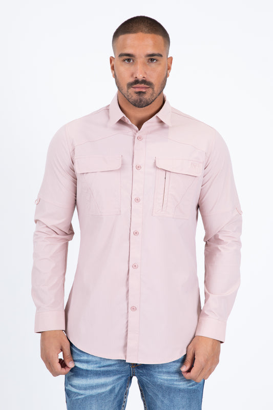 Pink Performance Fishing Long Sleeve Shirt Men