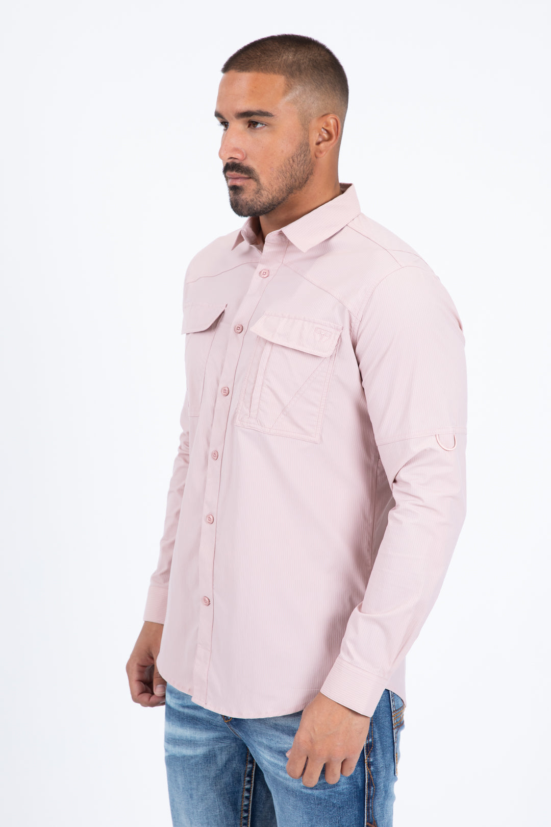 Pink Performance Fishing Long Sleeve Shirt Men