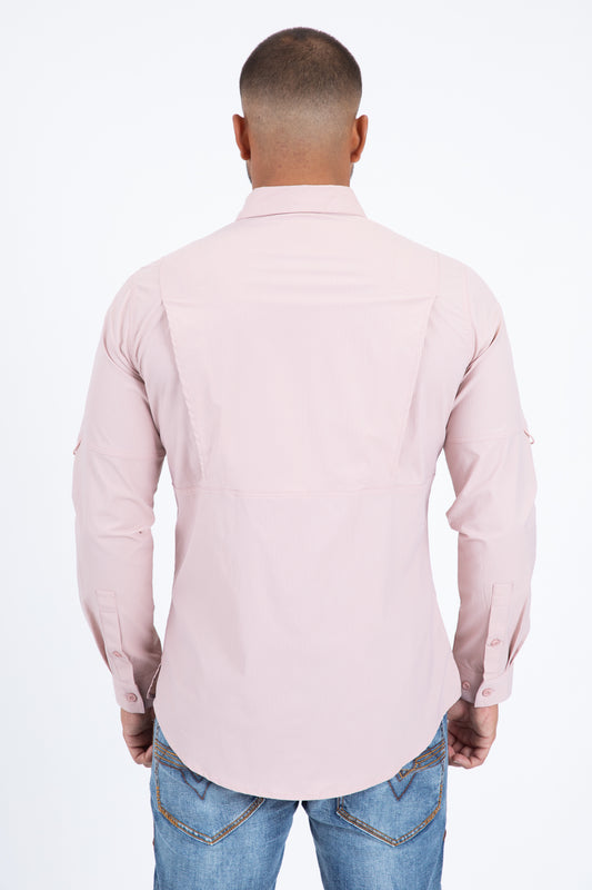 Pink Performance Fishing Long Sleeve Shirt Men