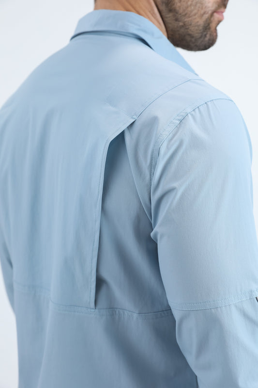 sky blue portage emblem fishing shirt men platini detail-2