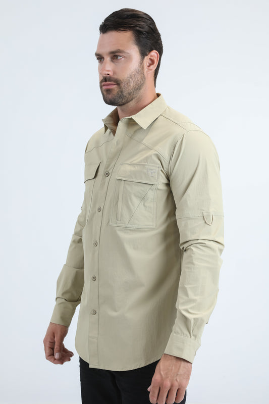 taupe portage emblem fishing shirt men platini detail-3