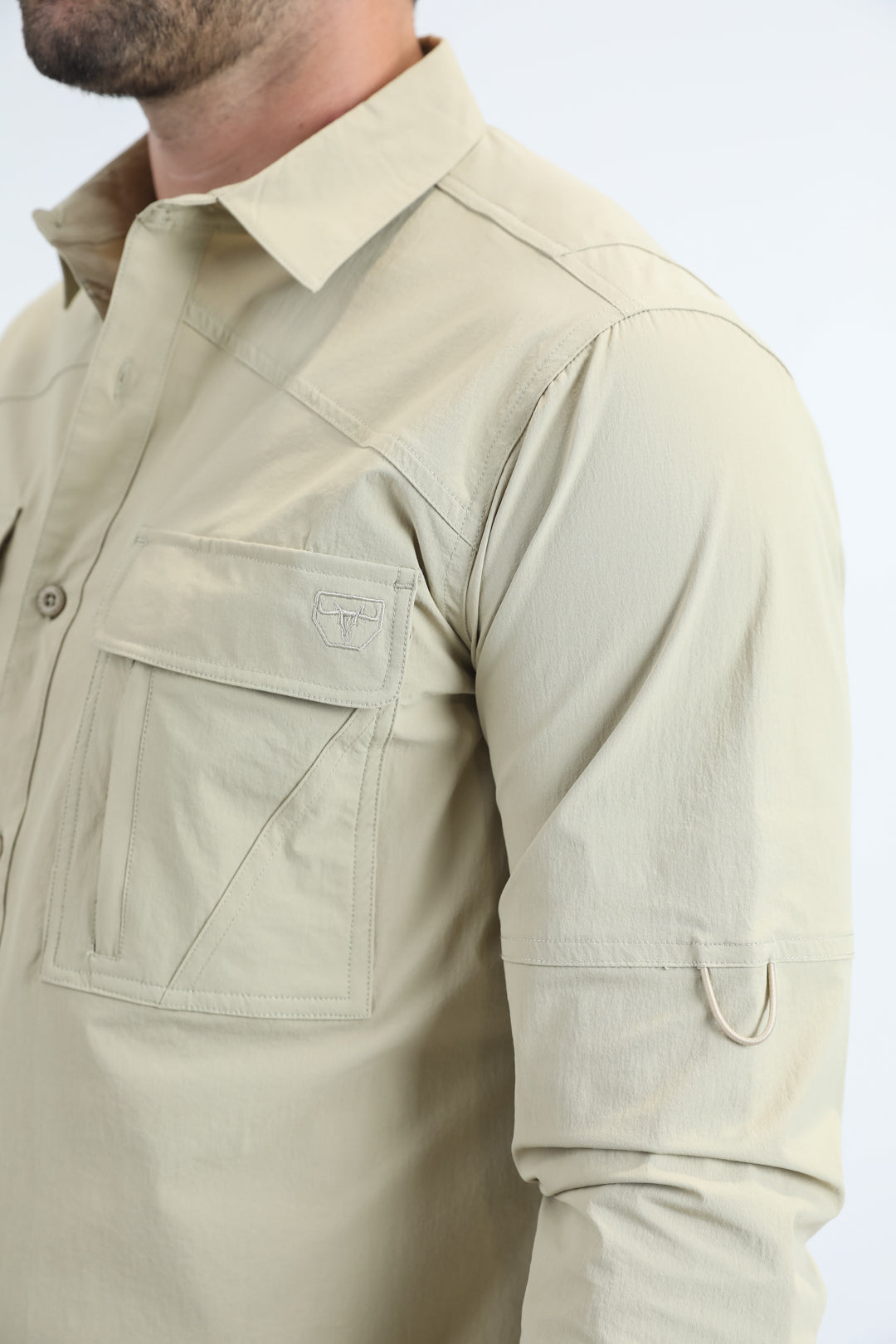 taupe performance fishing long sleeve shirt platini