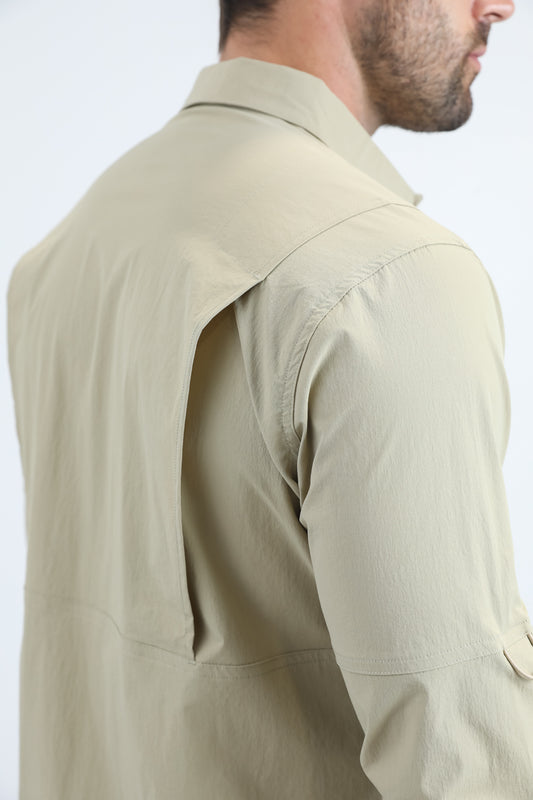 taupe portage emblem fishing shirt men platini detail-2