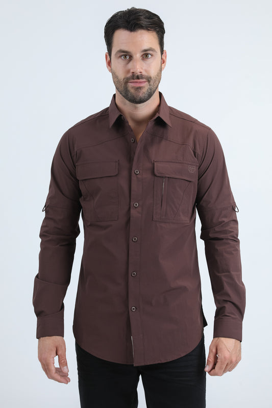 Wine Performance Fishing Long Sleeve Shirt Men