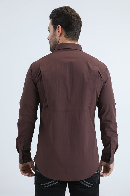Wine Performance Fishing Long Sleeve Shirt Men