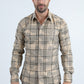 Men's Flocked Modern Fit Spandex Beige Shirt