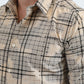Men's Flocked Modern Fit Spandex Beige Shirt