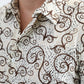 Men's Flocked Modern Fit Spandex Beige Shirt