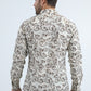 Men's Flocked Modern Fit Spandex Beige Shirt