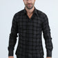 Men's Flocked Modern Fit Spandex Black/Black Shirt