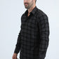 Men's Flocked Modern Fit Spandex Black/Black Shirt