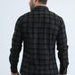 Men's Flocked Modern Fit Spandex Black/Black Shirt