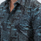 Men's Flocked Modern Fit Spandex Black Shirt