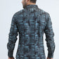 Men's Flocked Modern Fit Spandex Black Shirt