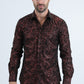 Men's Flocked Modern Fit Spandex Black Shirt