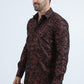 Men's Flocked Modern Fit Spandex Black Shirt