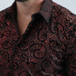 Men's Flocked Modern Fit Spandex Black Shirt