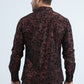 Men's Flocked Modern Fit Spandex Black Shirt