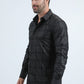 Men's Flocked Modern Fit Spandex Black Shirt