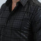 Men's Flocked Modern Fit Spandex Black Shirt