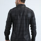 Men's Flocked Modern Fit Spandex Black Shirt