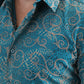 Men's Flocked Modern Fit Spandex Blue Shirt