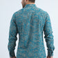 Men's Flocked Modern Fit Spandex Blue Shirt