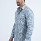 Men's Flocked Modern Fit Spandex Blue Shirt