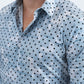 Men's Flocked Modern Fit Spandex Blue Shirt