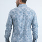 Men's Flocked Modern Fit Spandex Blue Shirt