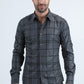 Men's Flocked Modern Fit Spandex Charcoal Shirt