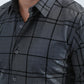 Men's Flocked Modern Fit Spandex Charcoal Shirt
