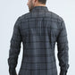 Men's Flocked Modern Fit Spandex Charcoal Shirt