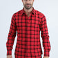 Men's Flocked Modern Fit Spandex Red Shirt