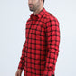 Men's Flocked Modern Fit Spandex Red Shirt