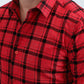 Men's Flocked Modern Fit Spandex Red Shirt