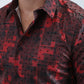 Men's Flocked Modern Fit Spandex Red Shirt