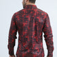 Men's Flocked Modern Fit Spandex Red Shirt