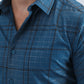 Men's Flocked Modern Fit Spandex Teal Shirt