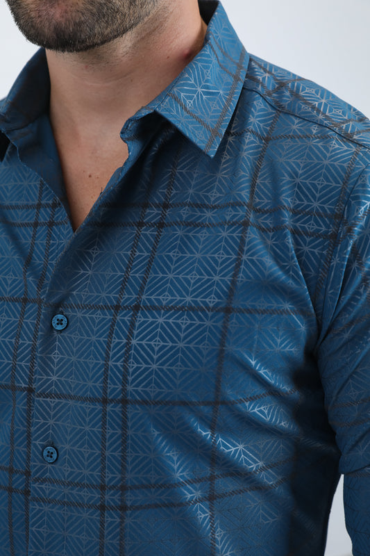teal subtle geometry modern shirt platini detail
