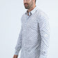 Men's Flocked Modern Fit Spandex White Shirt