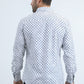 Men's Flocked Modern Fit Spandex White Shirt