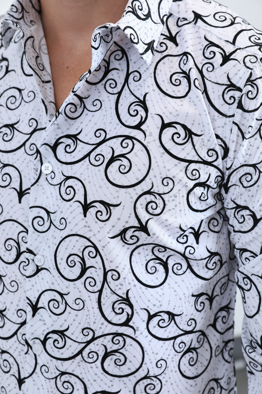 Men's Flocked Modern Fit Spandex White Shirt
