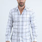 Men's Flocked Modern Fit Spandex White Shirt