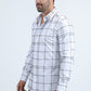 Men's Flocked Modern Fit Spandex White Shirt