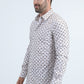 Men's Flocked Modern Fit Spandex White Shirt