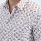 Men's Flocked Modern Fit Spandex White Shirt