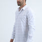 Men's Flocked Modern Fit Spandex White/Teal Shirt