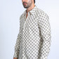 Men's Flocked Style Modern Fit Spandex Beige Shirt